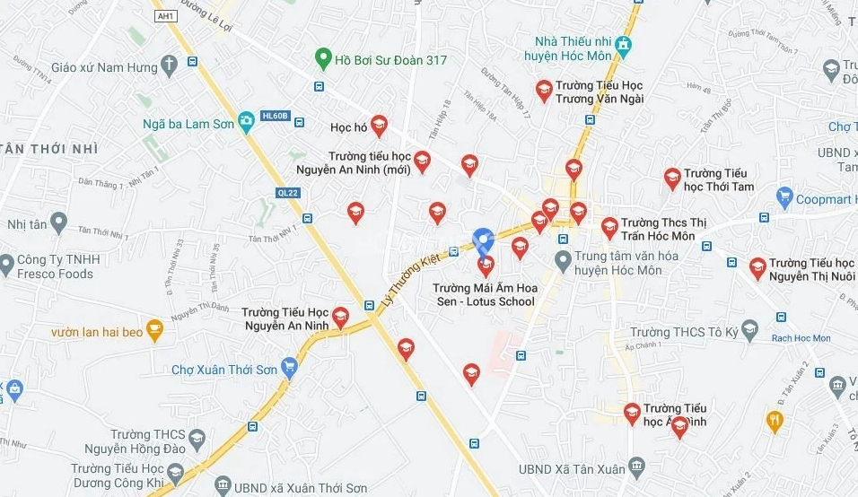 Bản đồ các trường học tại huyện Hóc Môn theo quy hoạch