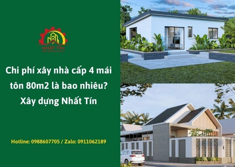 Chi phí xây nhà cấp 4 80m2 mái tôn