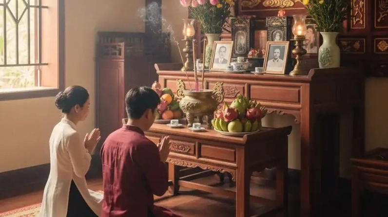 Gia chủ cần mặc trang phục chỉnh tề, kín đáo và giữ tâm thế thành kính