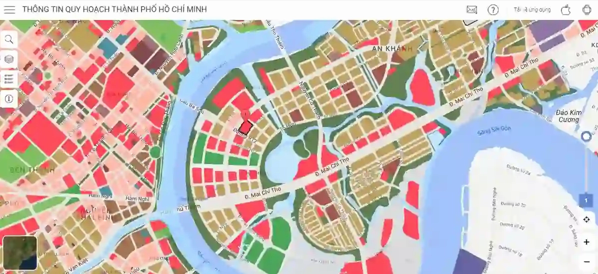 Kết quả tra cứu thông tin quy hoạch TPHCM hiển thị trên bản đồ