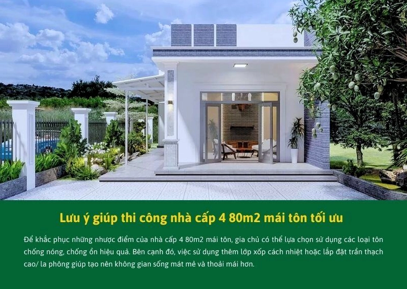Lưu ý giúp thi công nhà cấp 4 80m2 mái tôn tối ưu