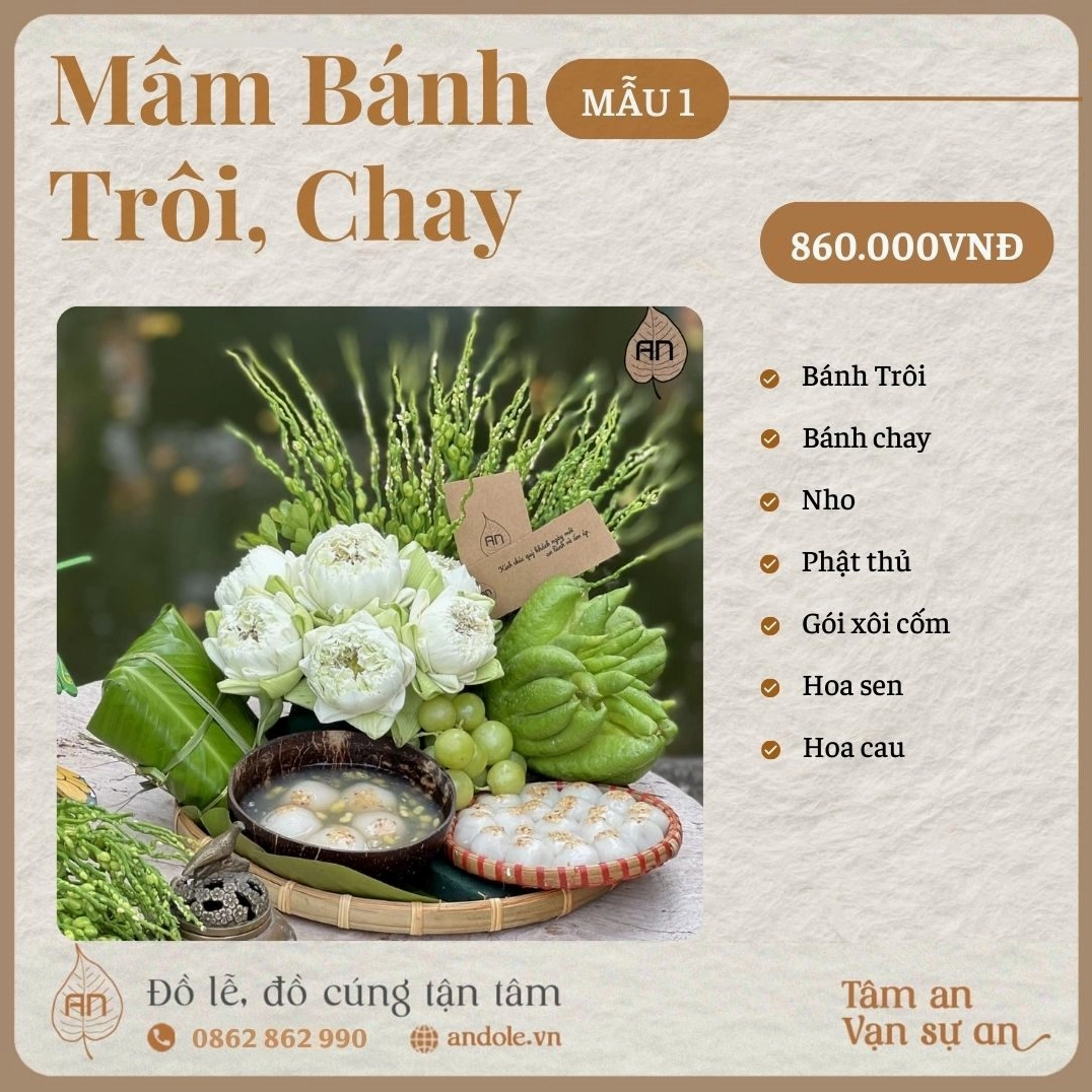 Mâm Bánh Trôi Chay Mẫu 1 – Thanh Tịnh Tâm Linh | Lễ Cúng