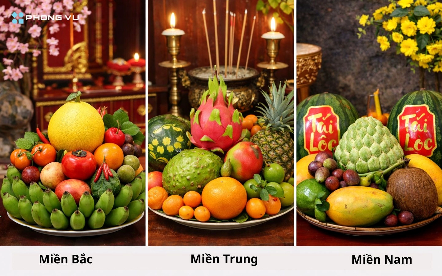 Mâm ngũ quả ngày Tết 3 miền