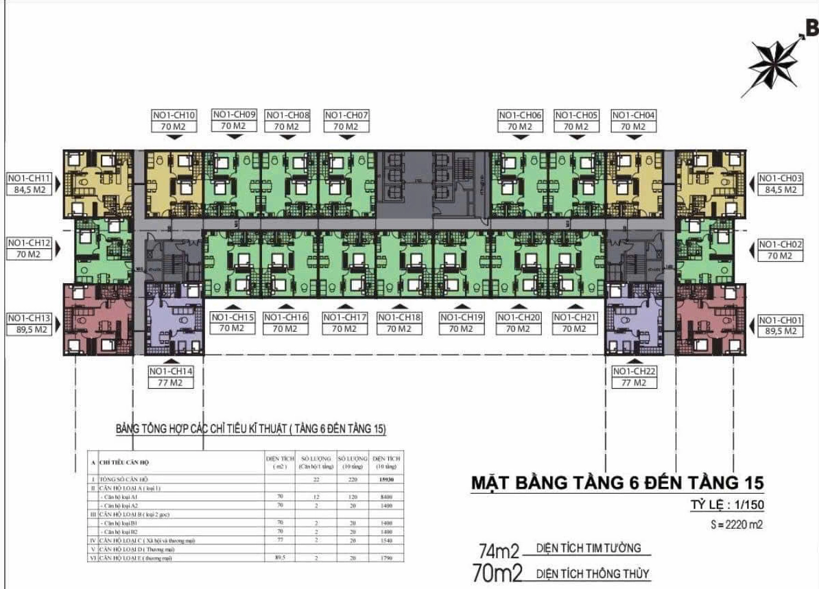 Mặt bằng căn hộ tại Udic Eco Tower Hạ Đình Nhà ở xã hội Hạ Đình