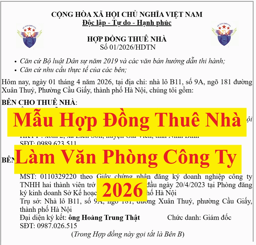 Mẫu hợp đồng thuê nhà