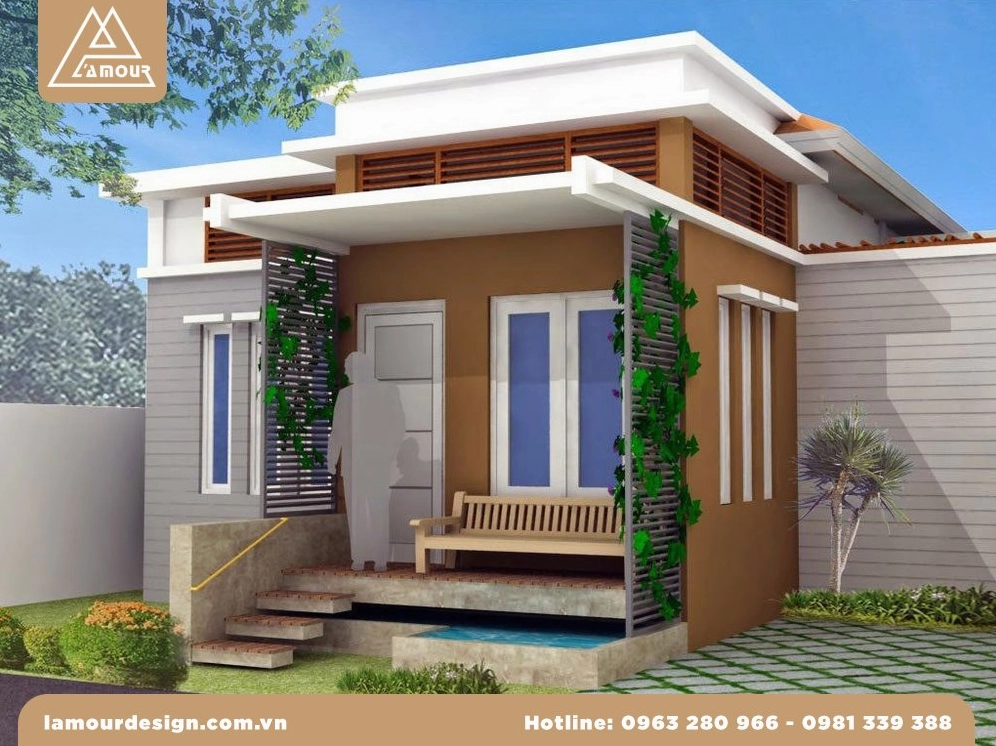 Mẫu nhà ống 1 tầng đẹp ở nông thôn hiện đại