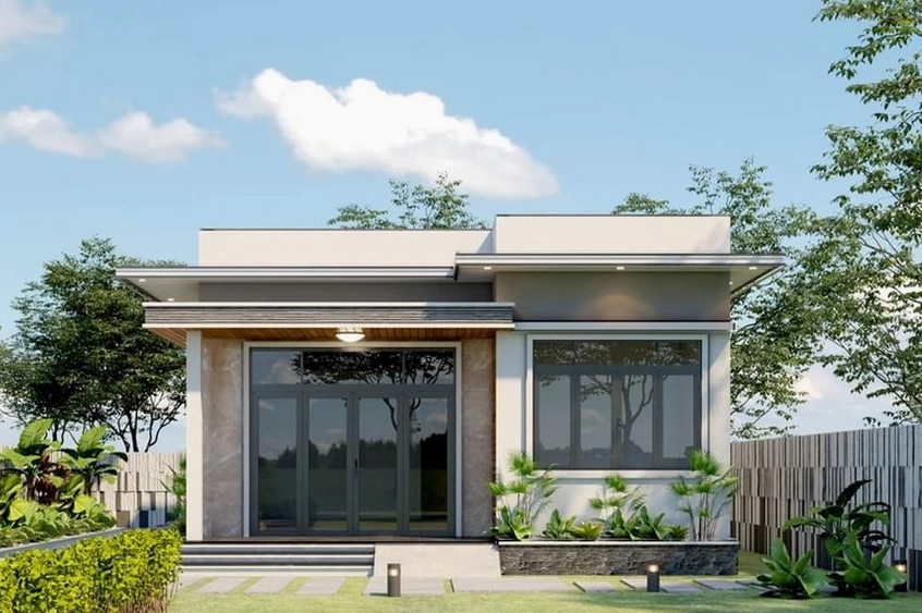 Mẫu nhà ống 1 tầng mái bằng hiện đại