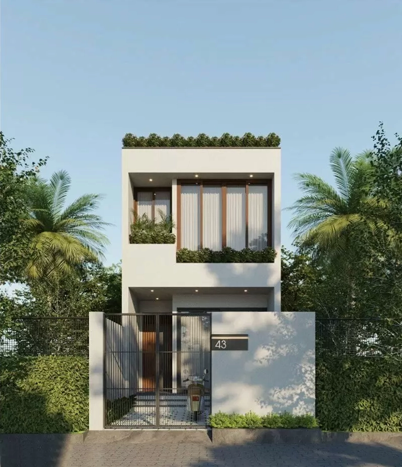 Nhà 1 trệt 1 lầu 3 phòng ngủ phong cách hiện đại