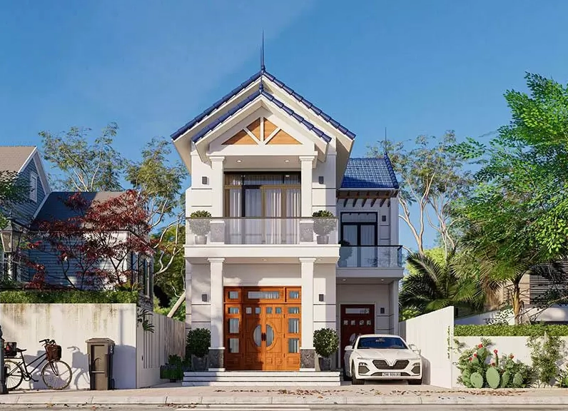 Nhà 1 trệt 1 lầu mái thái chữ L độc đáo