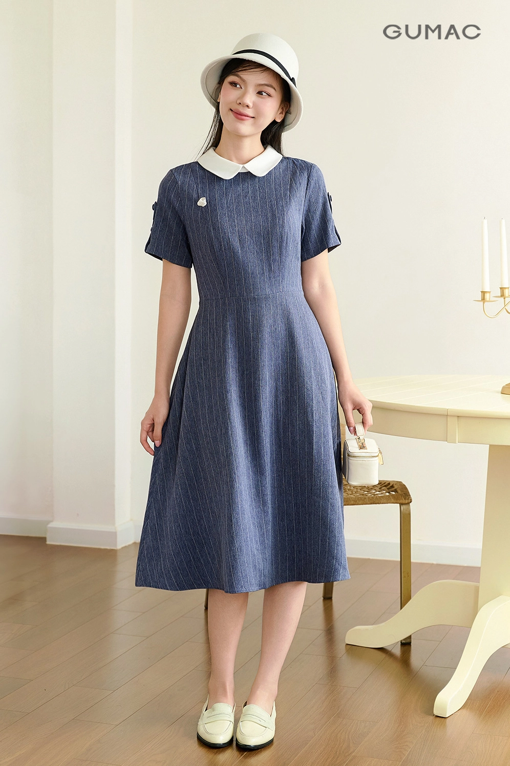 Set đầm linen xanh đi du lịch đẹp cho nữ mệnh Mộc