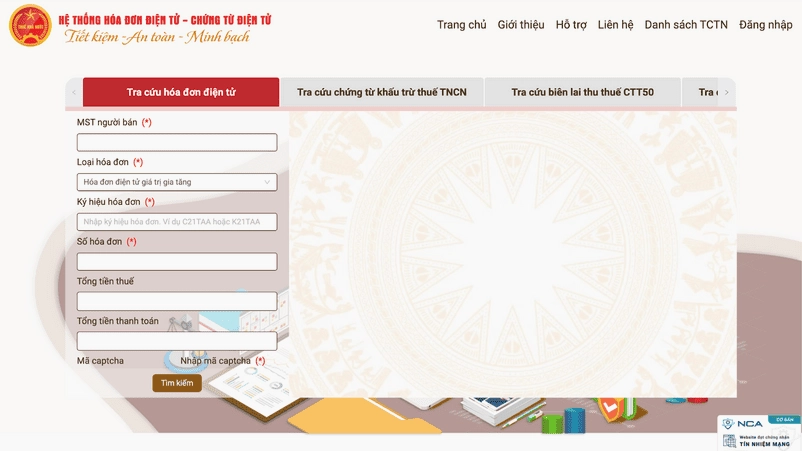 Tra cứu hóa đơn trên website hệ thống hóa đơn điện tử.