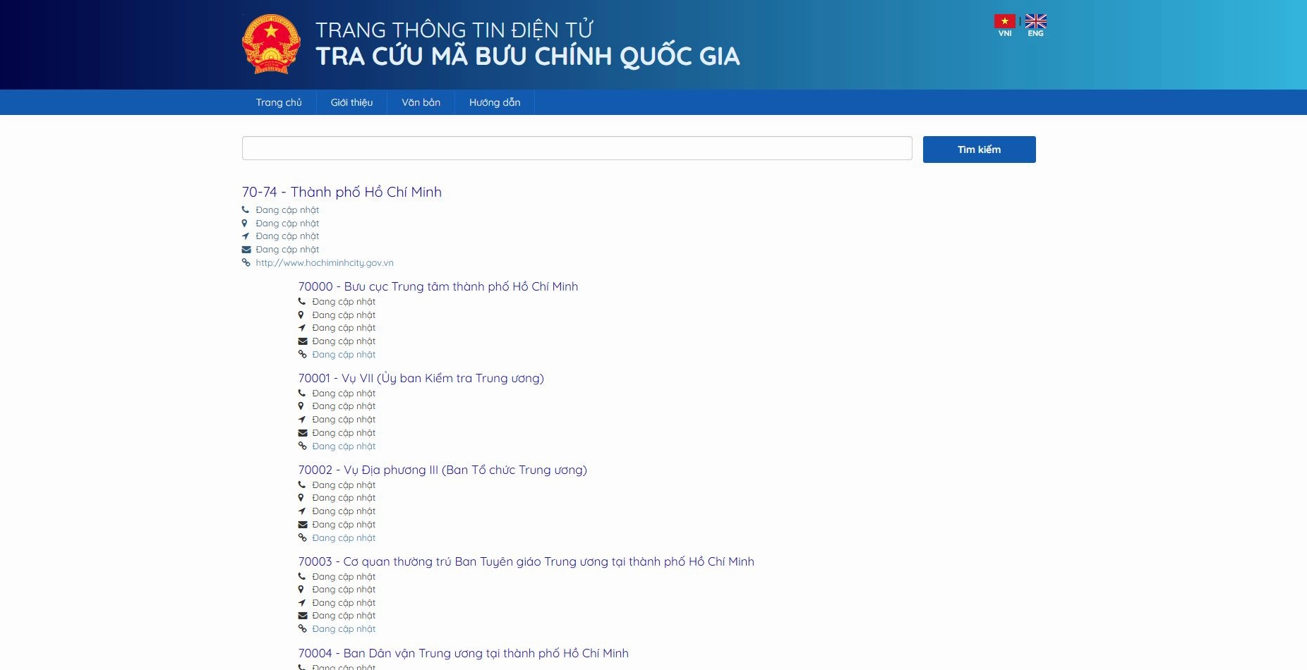 Tra cứu mã ZIP Thành Phố Hồ Chí Minh